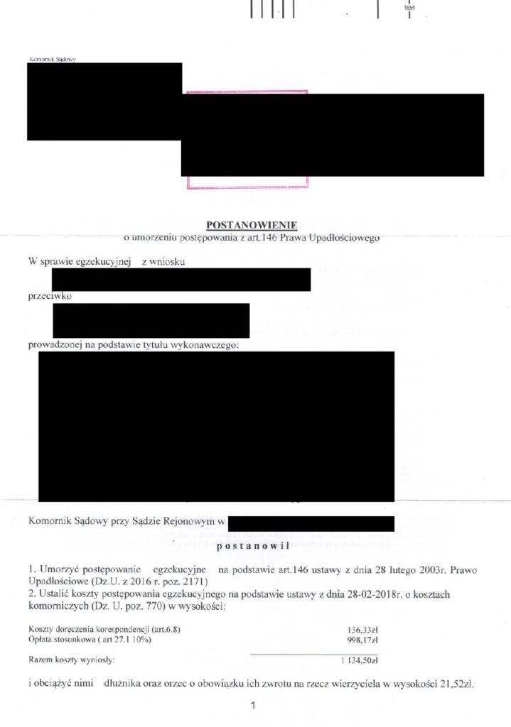 Wniosek do komornika o umorzenie egzekucji komorniczej czy wniosek o ogłoszenie upadłości? Postanowienie O Umorzenie Postepowania Egzekucyjnego Przyklad Pdf 719x1024